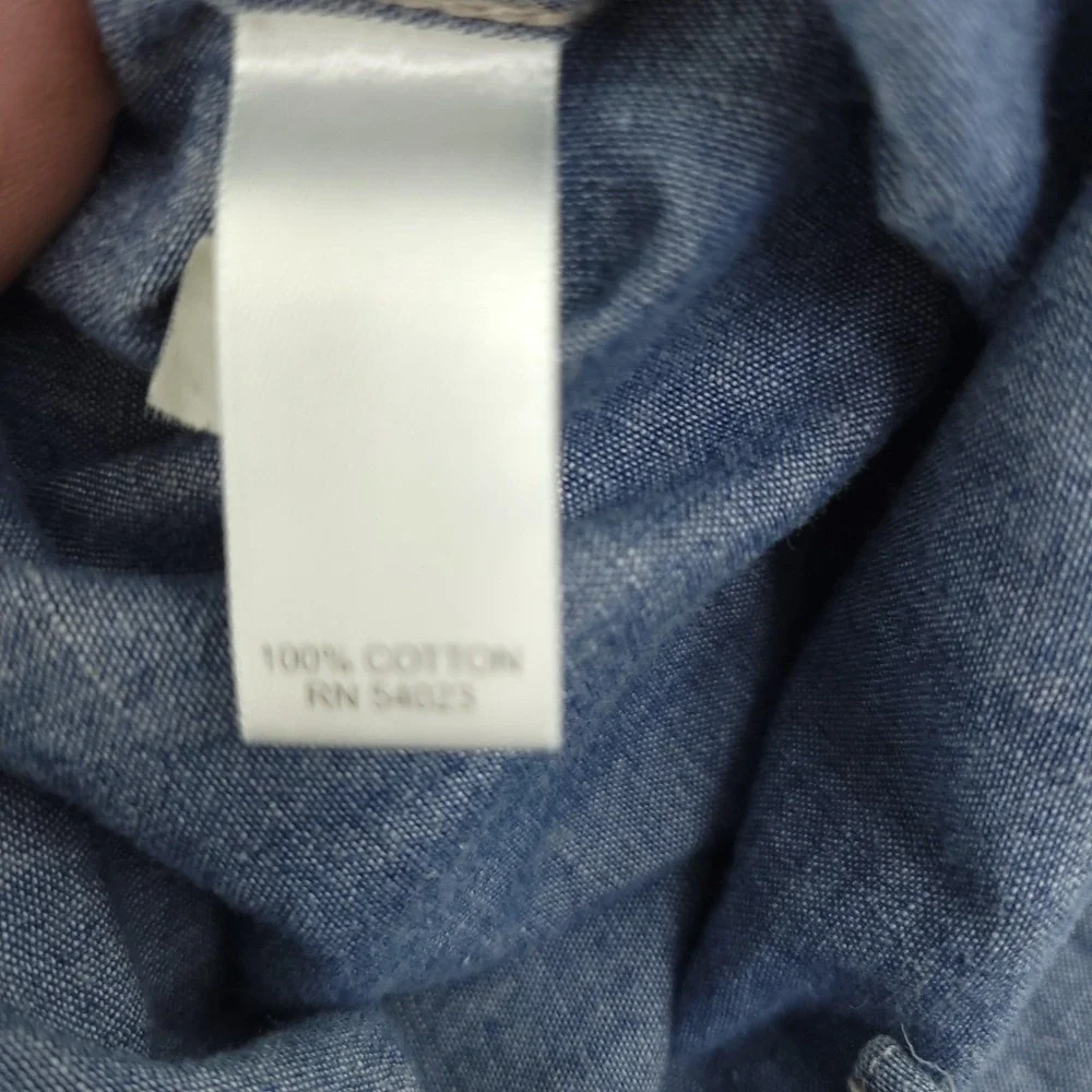 Banana Republic Shirt Mens L Blue Chambray Short Sleeve Button Up Soft Wash